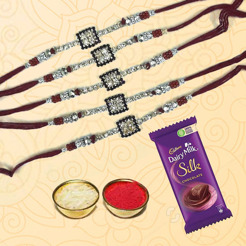 5-Stone-Rakhis-and-Silk-Chocolate 5-Stone-Rakhis-and-Silk-Chocolate
