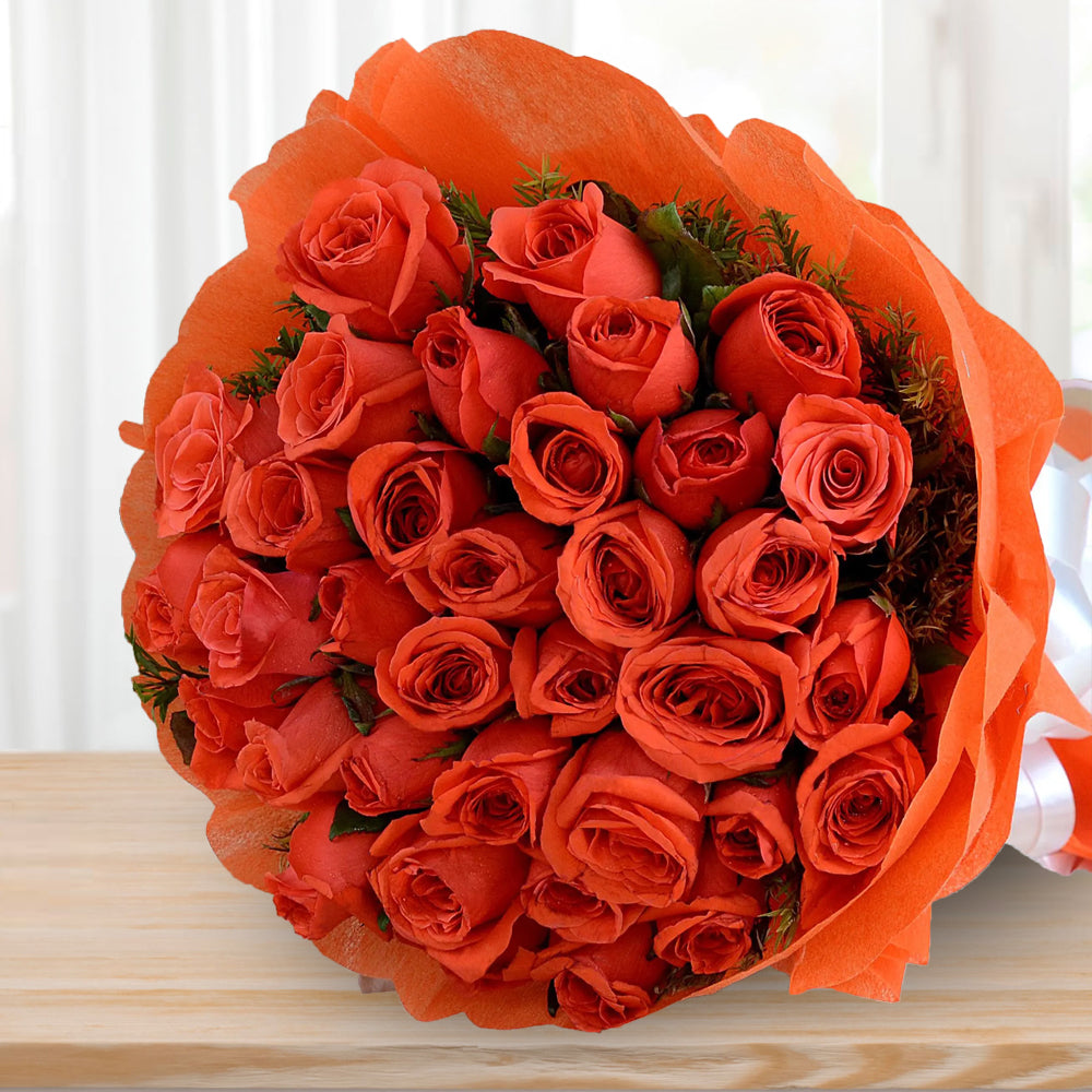 Tangerine Tango: 30 Orange Roses - A Bold and Captivating Bouquet