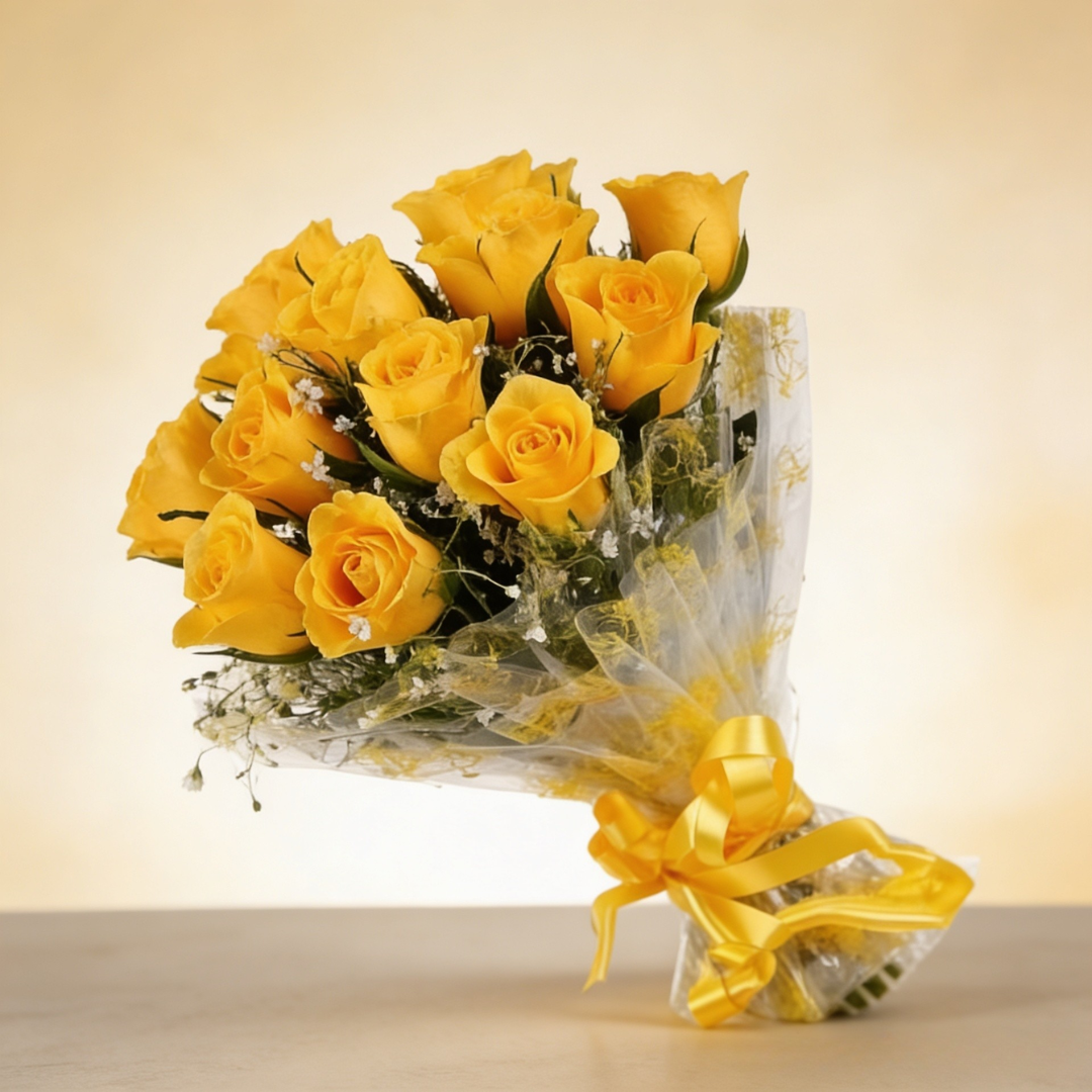12 YELLOW ROSES