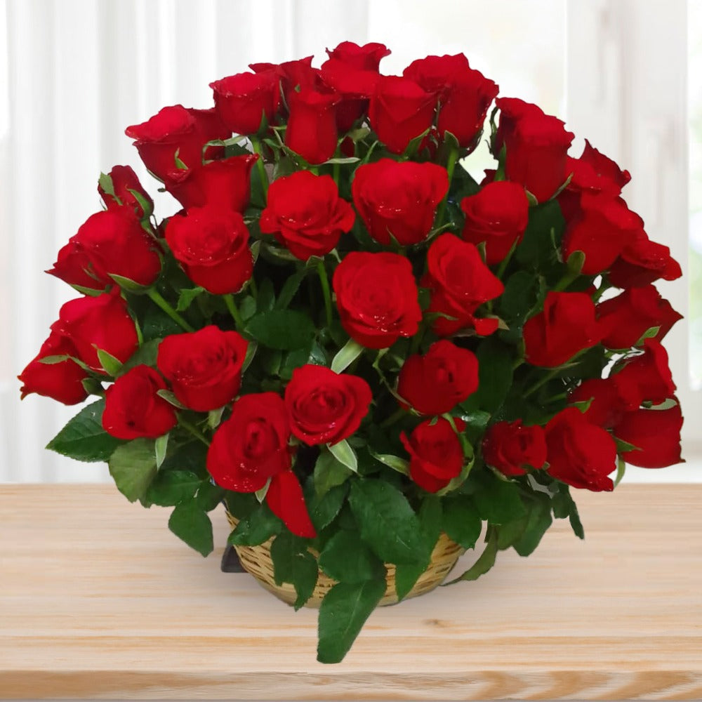 50 Red Roses Basket – Online Gift | Florist Chennai