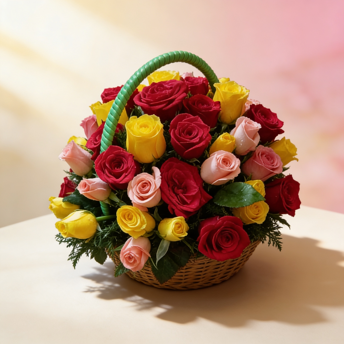 50 mixed roses basket