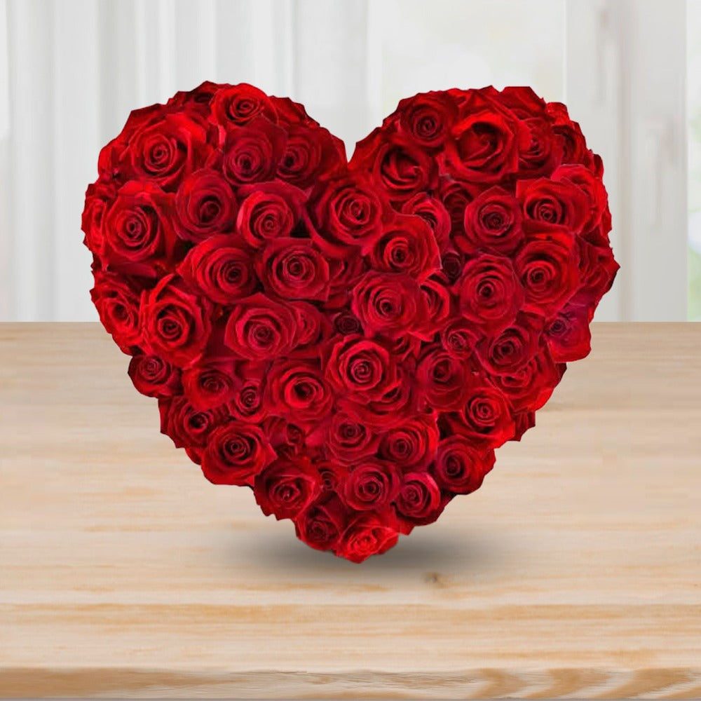 Heat Shape Roses 50 Red Roses Heart Shape | Florist Chennai