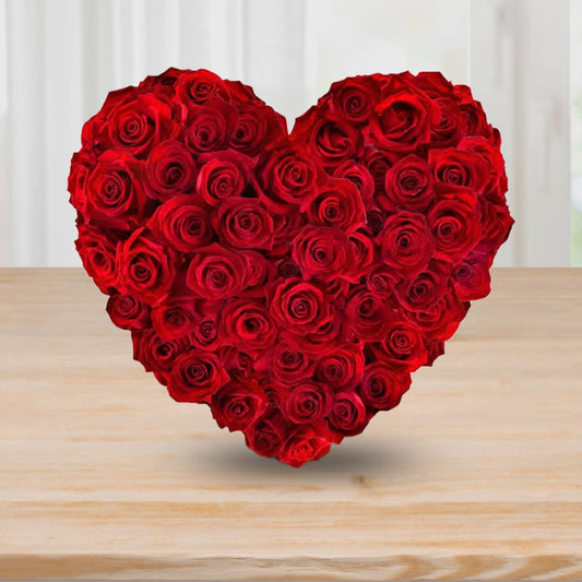 50 Red Roses Heart Shape