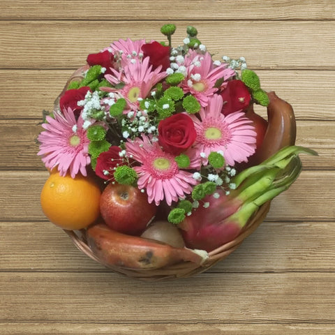 Flowers in Fruit baskets