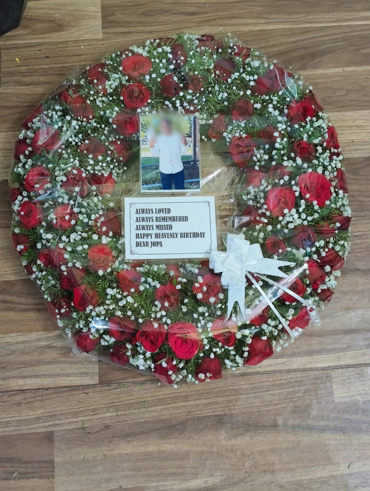 RED ROSE MEMORIAL WREATH