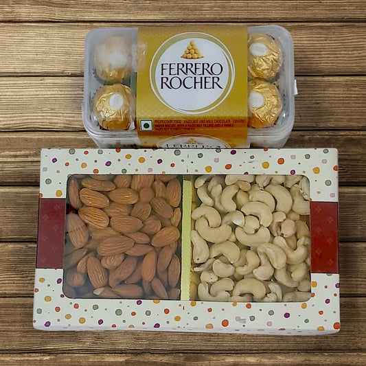 2 in one dryfruit box & ferrero rocher 16 pieces