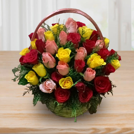 60 mixed colour Rose's basket