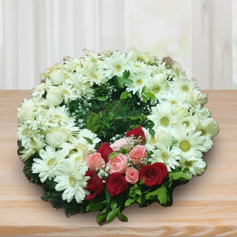 White gerberas wreath