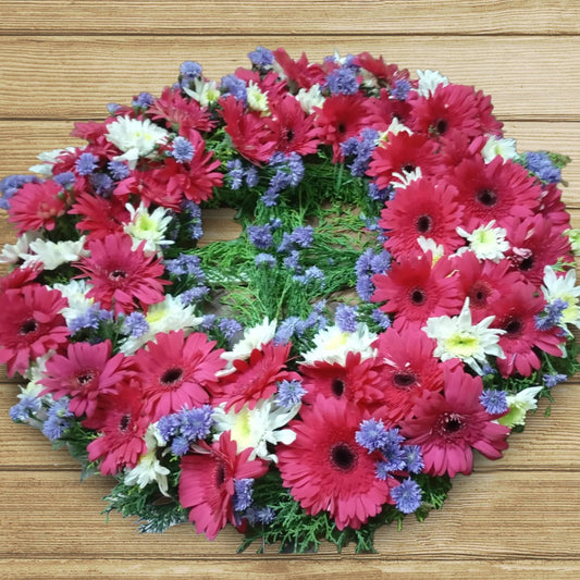 30 White Pink Flower Wreath