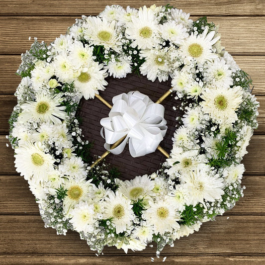 white flower wreath