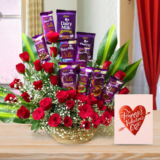 10-chocolates-and-30-red-roses-in-a-basket