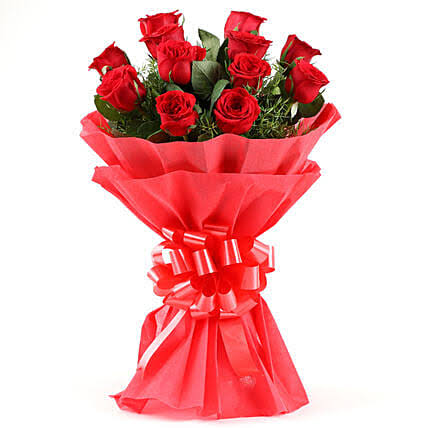 Ruby Rose Symphony: Bunch of 12 Red Roses