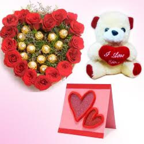 Roses, Ferrero Rocher, Teddy, & Wish Card