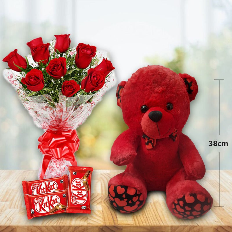 Kit-kat-3_-10-red-rose-bunch-Red-teddy-38cms