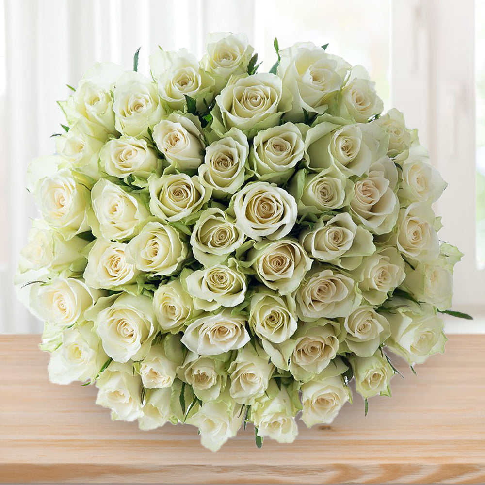 White Roses Variants Angel's Embrace: Enchanting Bunch of 30 Pretty White Roses