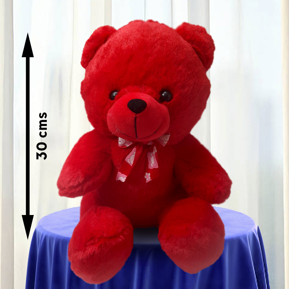 Soft Scarlet: Red Teddy Bear - 30cm | Florist Chennai