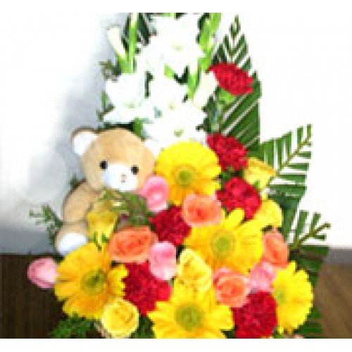 Teddy-and-flowers
