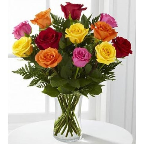 COLOURFUL ROSES IN VASE