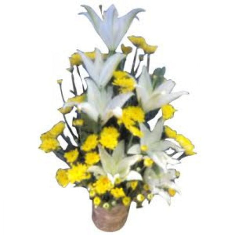 white-lilies-and-yellow-chrysanthemums